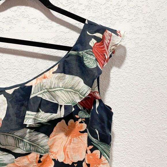 Ann Taylor One Shoulder Asymmetrical Ruffle Blouse Women’s Small Tropical Top - Picture 6 of 7
